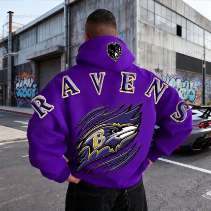 Unisex "Baltimore Ravens" Graphic Streetwear Vintage Plush Hoodie