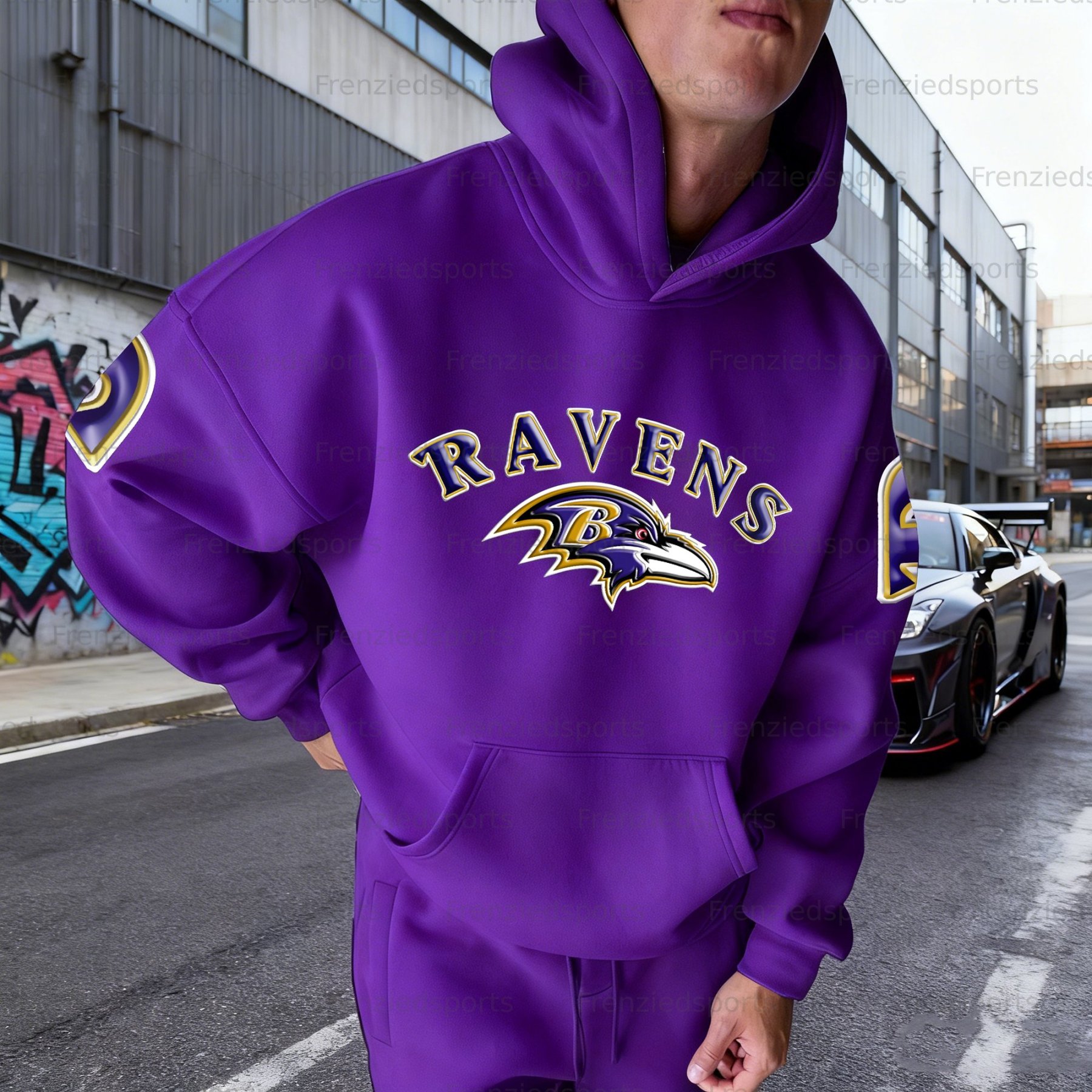 Unisex "Baltimore Ravens" Graphic Streetwear Vintage Plush Hoodie