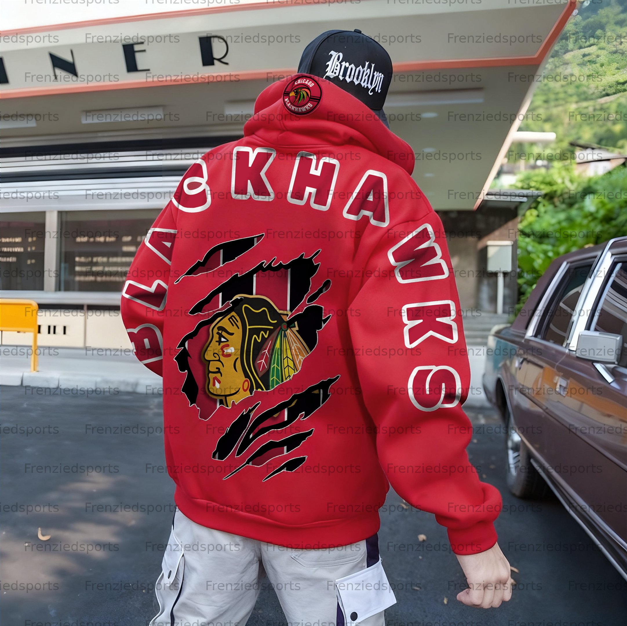 Unisex "Chicago Blackhawks" Graphic Streetwear Vintage Plush Hoodie
