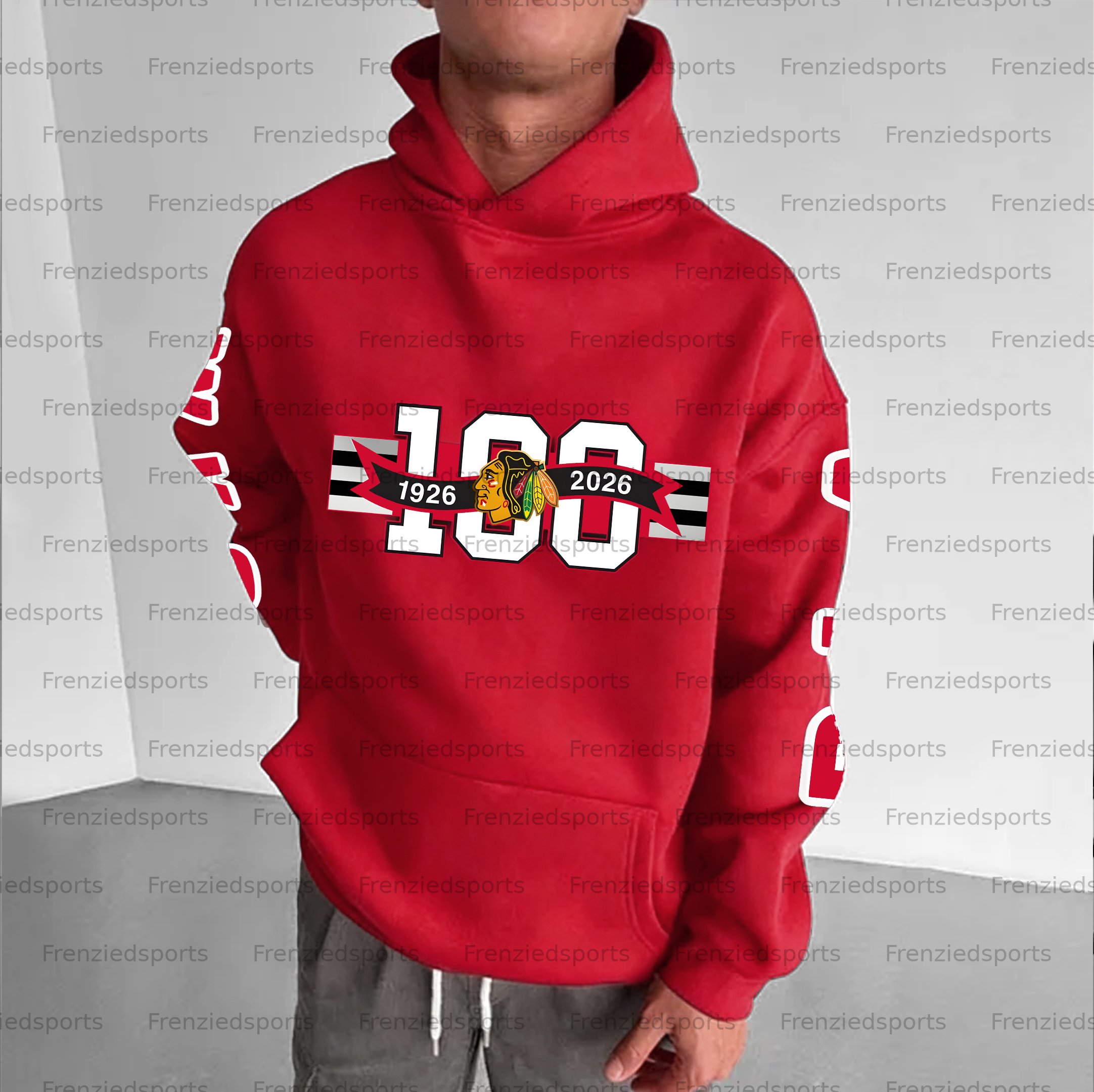 Unisex "Chicago Blackhawks" Graphic Streetwear Vintage Plush Hoodie