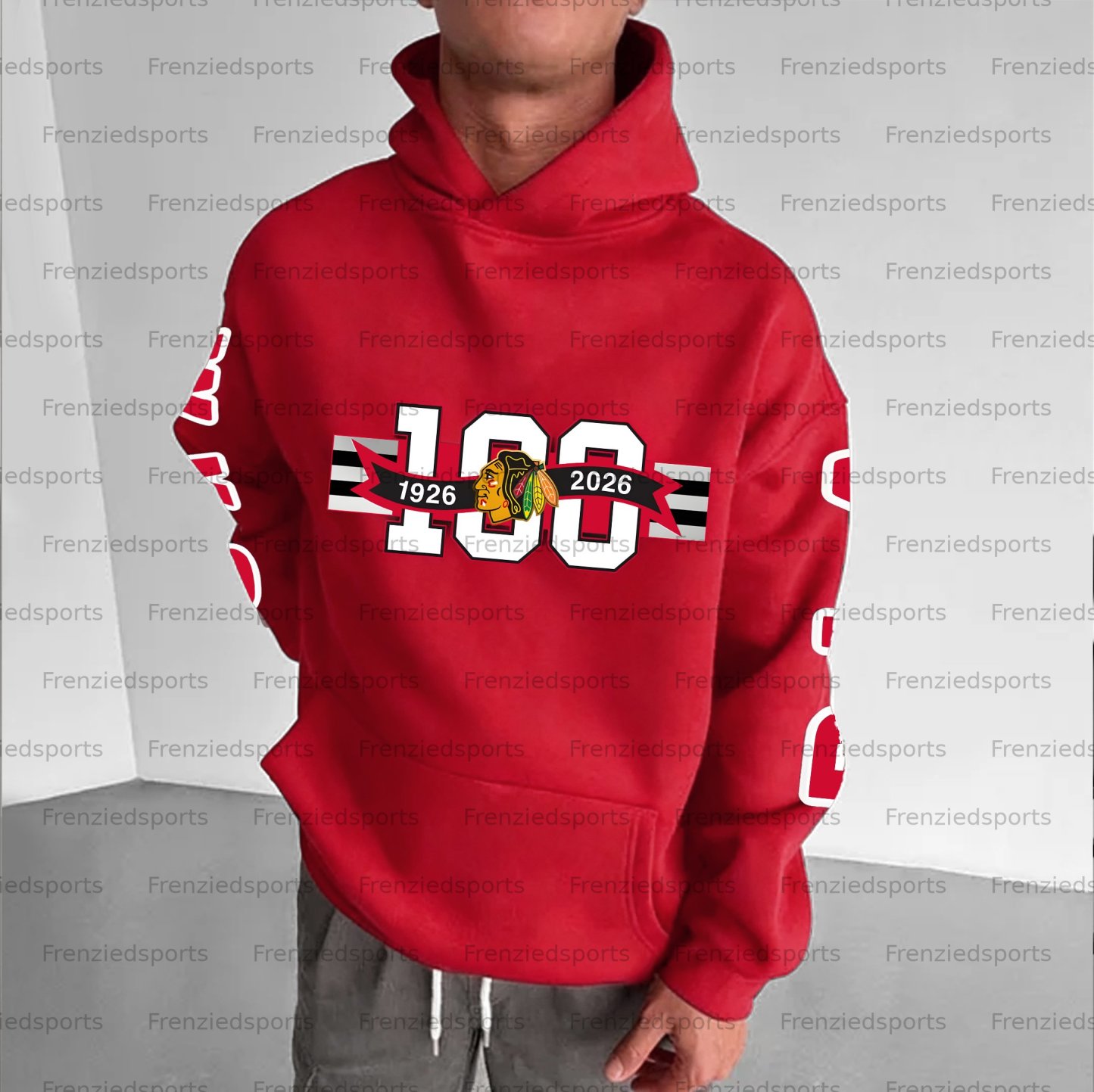 Unisex "Chicago Blackhawks" Graphic Streetwear Vintage Plush Hoodie