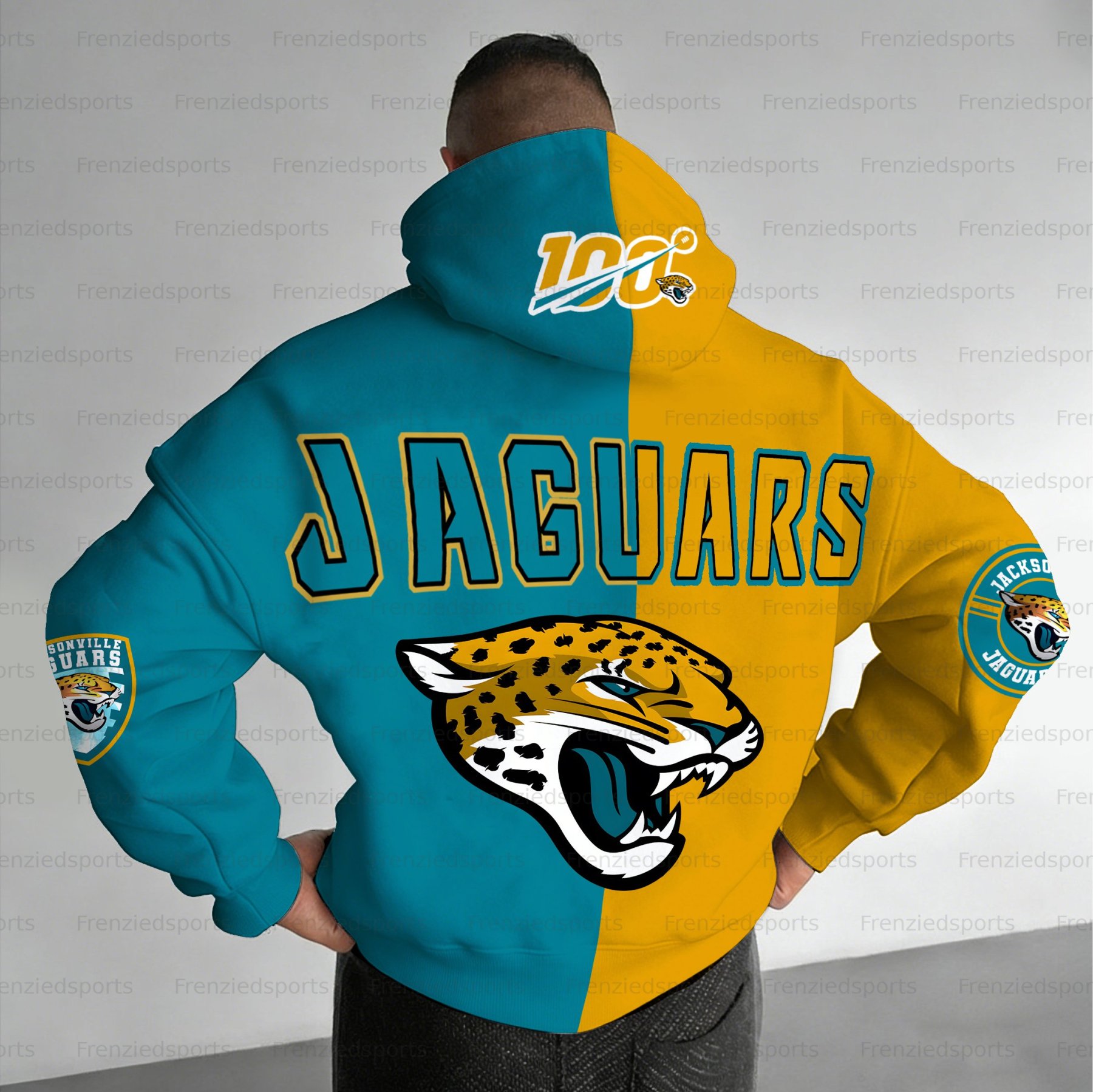 Unisex "Jacksonville Jaguars" Graphic Streetwear Vintage Plush Hoodie