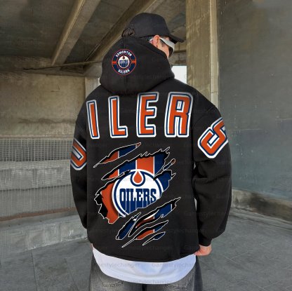 Unisex "Edmonton Oilers" Graphic Streetwear Vintage Plush Hoodie