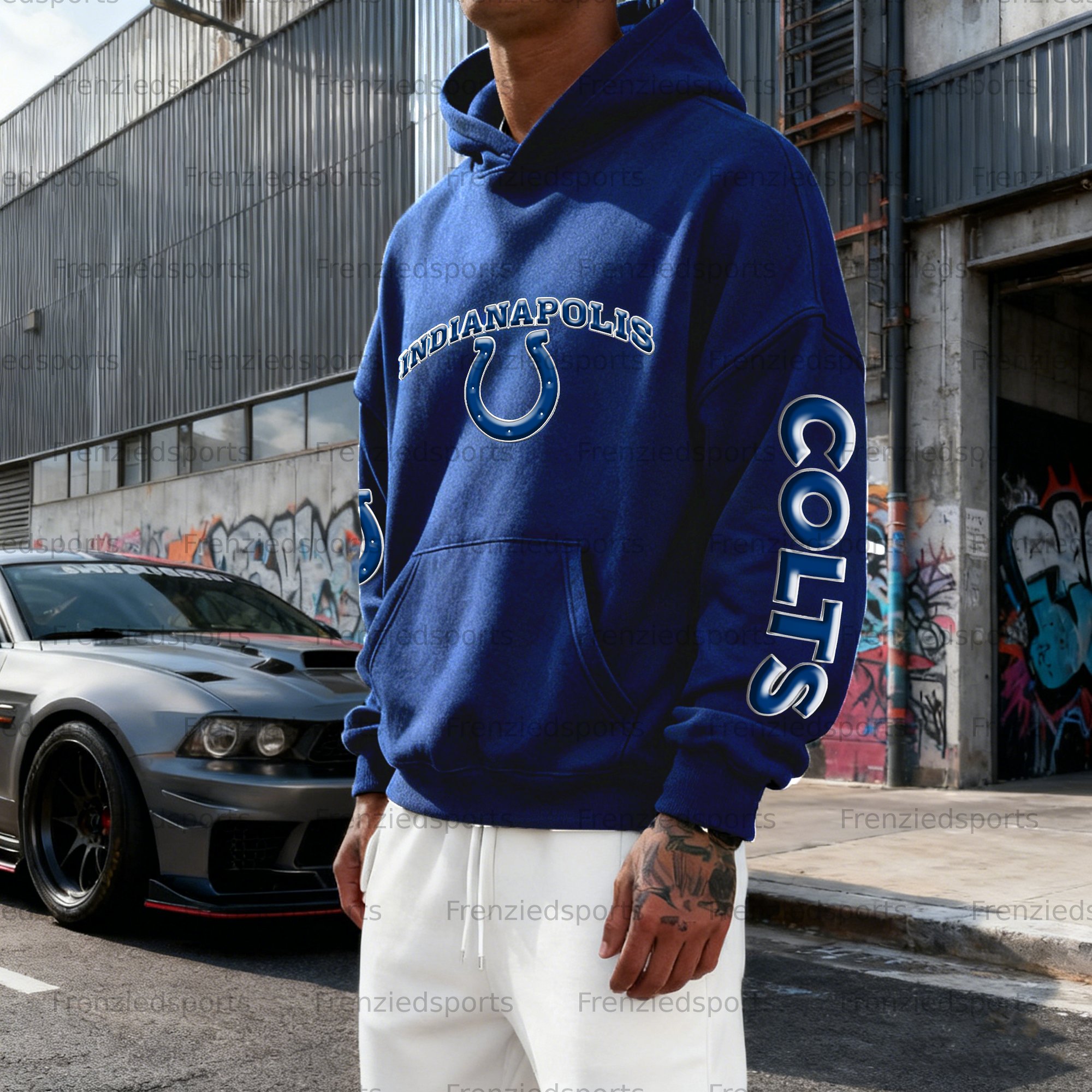 Unisex "Indianapolis Colts" Graphic Streetwear Vintage Plush Hoodie
