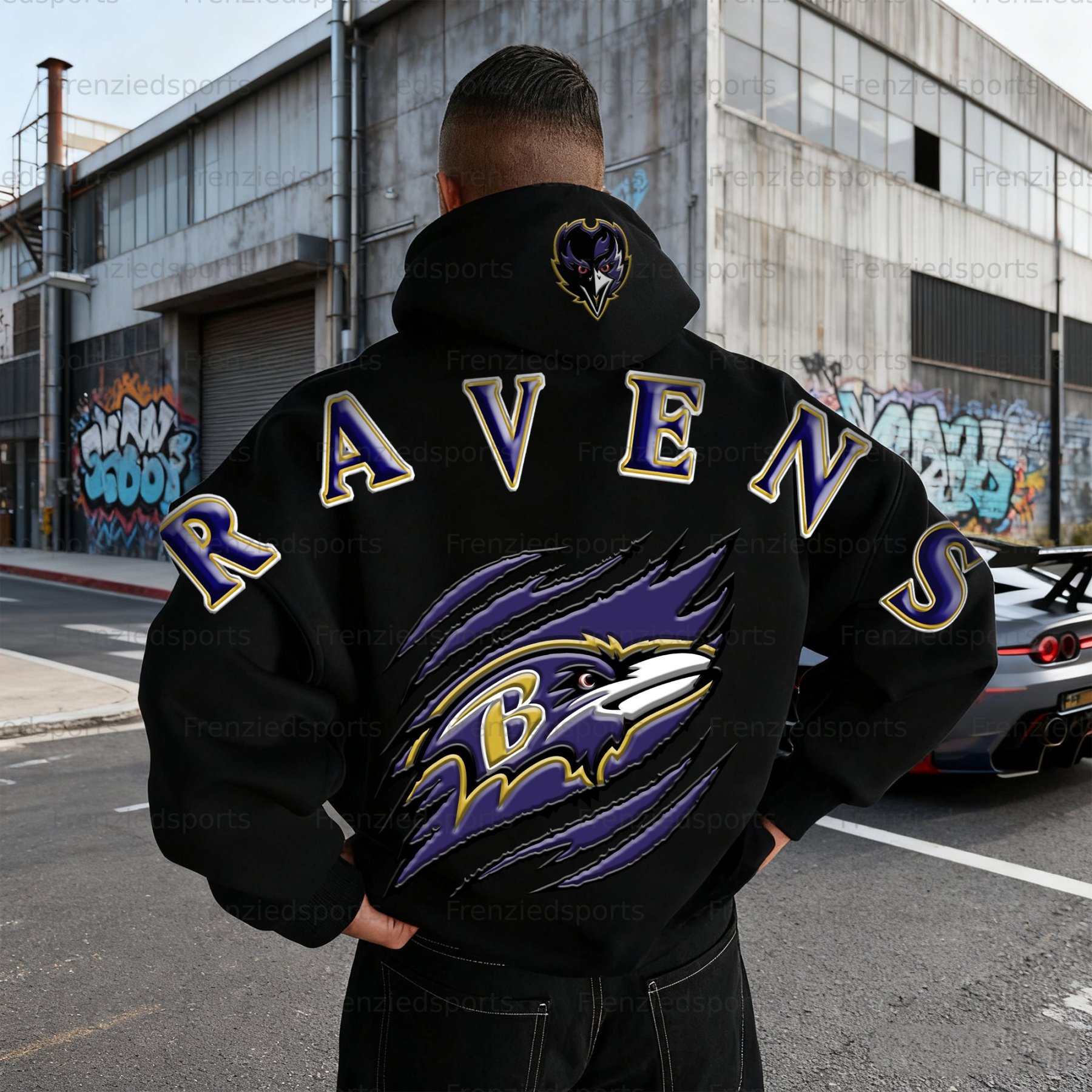 Unisex "Baltimore Ravens" Graphic Streetwear Vintage Plush Hoodie