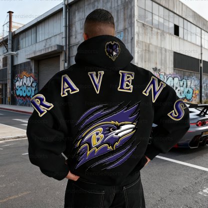 Unisex "Baltimore Ravens" Graphic Streetwear Vintage Plush Hoodie