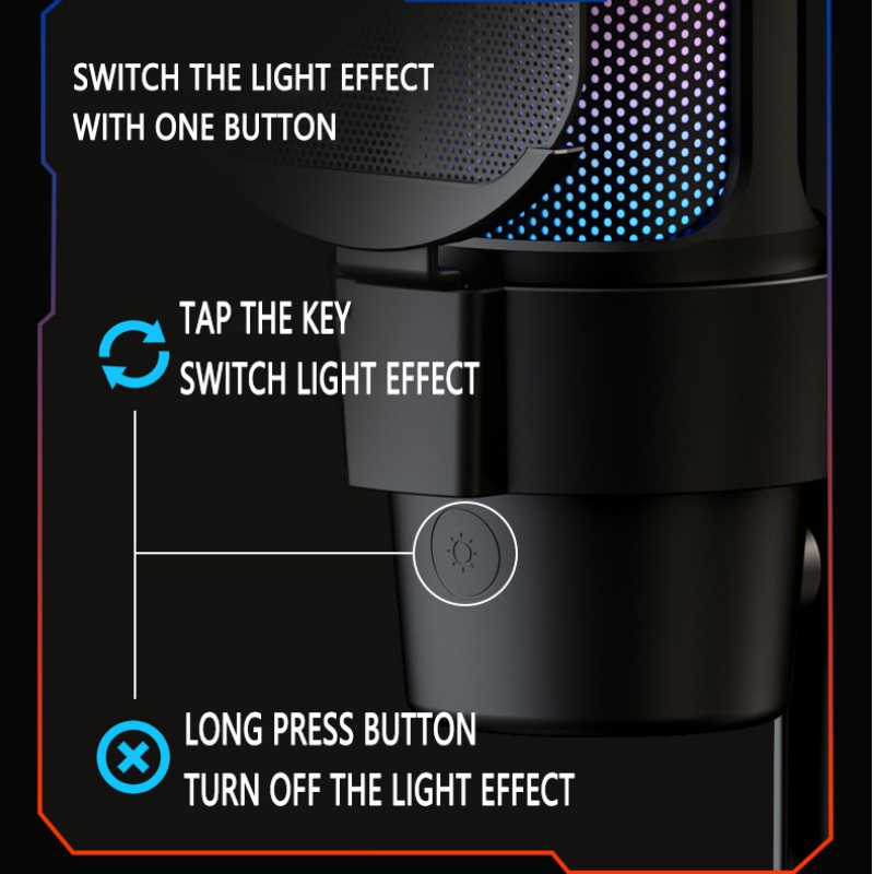  RGB Computer Microphone for Gaming Electronic Sports Recording Live Broadcast 