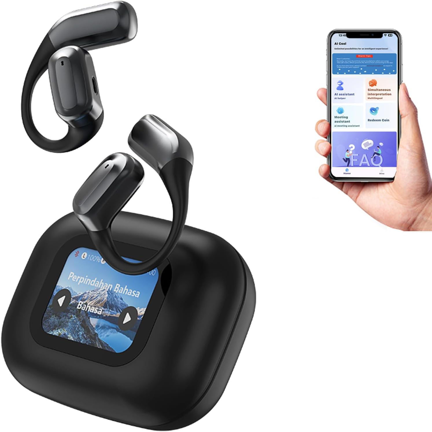 Ai Smart Open Ear Headphones with Real-time Translation Screen -Dreamlock