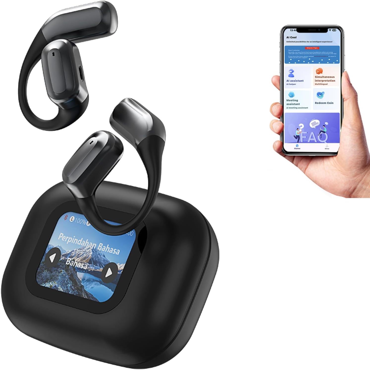 Ai Smart Open Ear Headphones with Real-time Translation Screen -Dreamlock