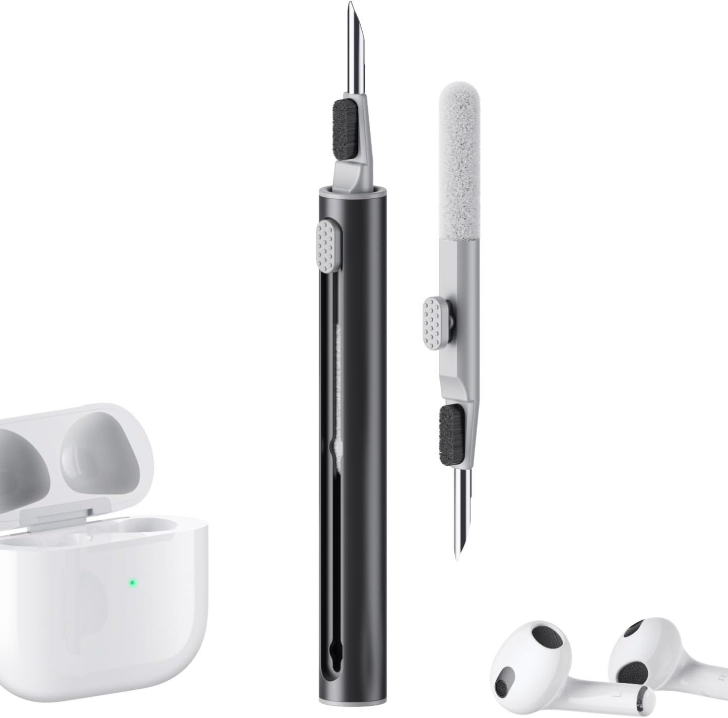Multi-Function Cleaning Pen for AirPods Pro 1/2/3, Equipped with Soft Brush and Flocked Sponge, White Cleaning Tool for Bluetooth Earphone Cases