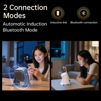 Wireless Induction & Bluetooth Speaker with Phone Stand HI-FI Stereo Sound Ambient Light Adjustable Stand-Dreamlock