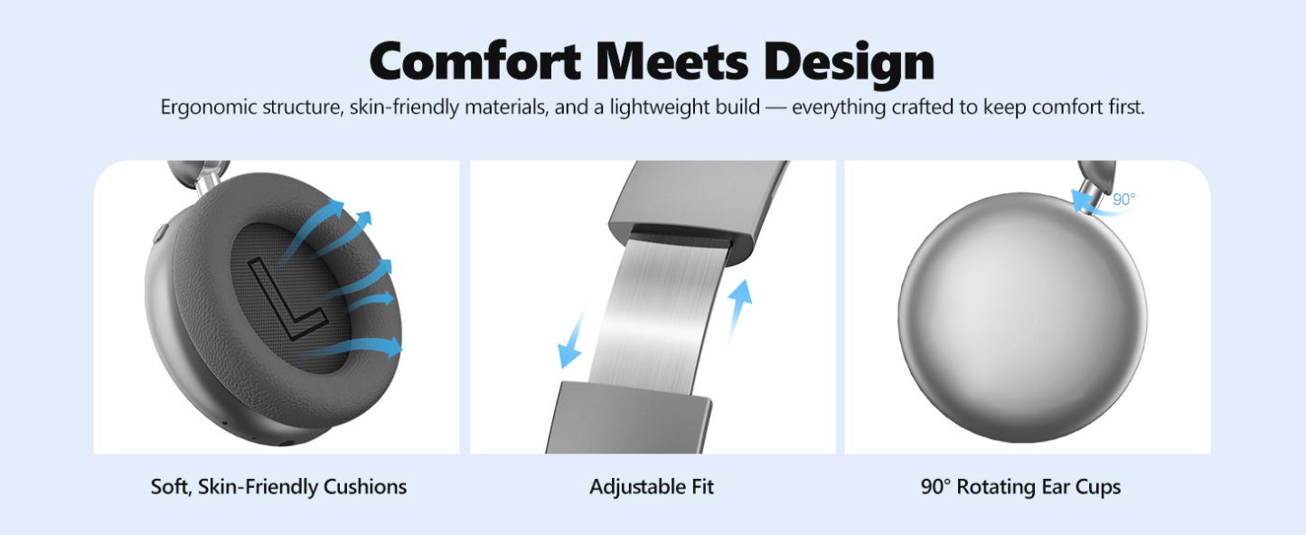 Wireless Bluetooth Headphones Hi-Res Audio Active Noise Cancelling-Dreamlock