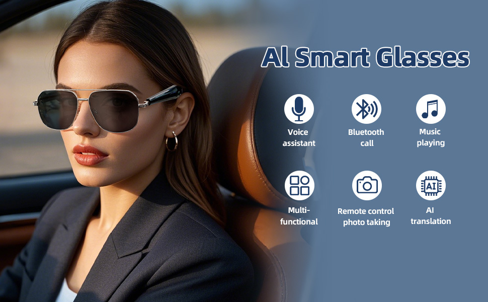 Smart Bluetooth Glasses with Open-Ear Audio Free Hand Calls-Dreamlock