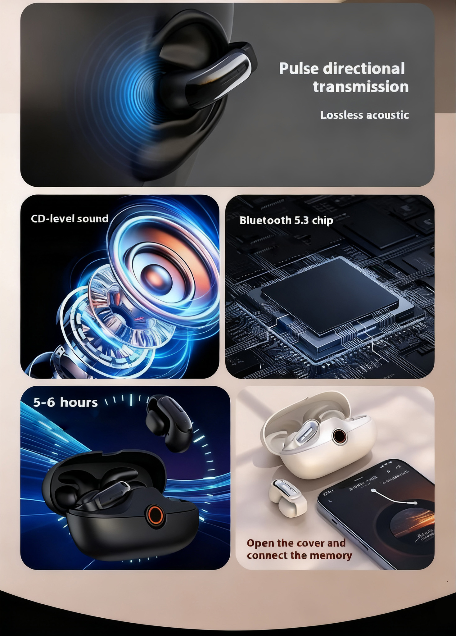 Open Ear Earbuds Wireless Bluetooth Realtime Translation-Dreamlock