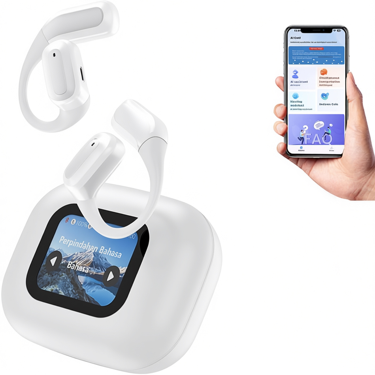 Ai Smart Open Ear Headphones with Real-time Translation Screen -Dreamlock