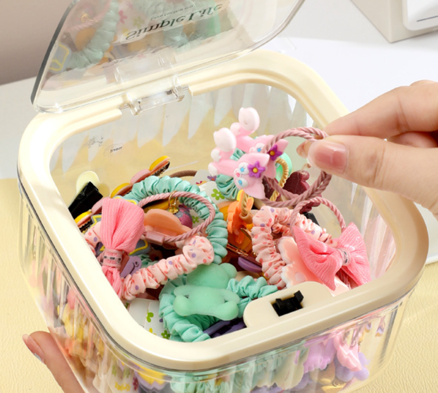 Pop up hair accessory hair clip storage box