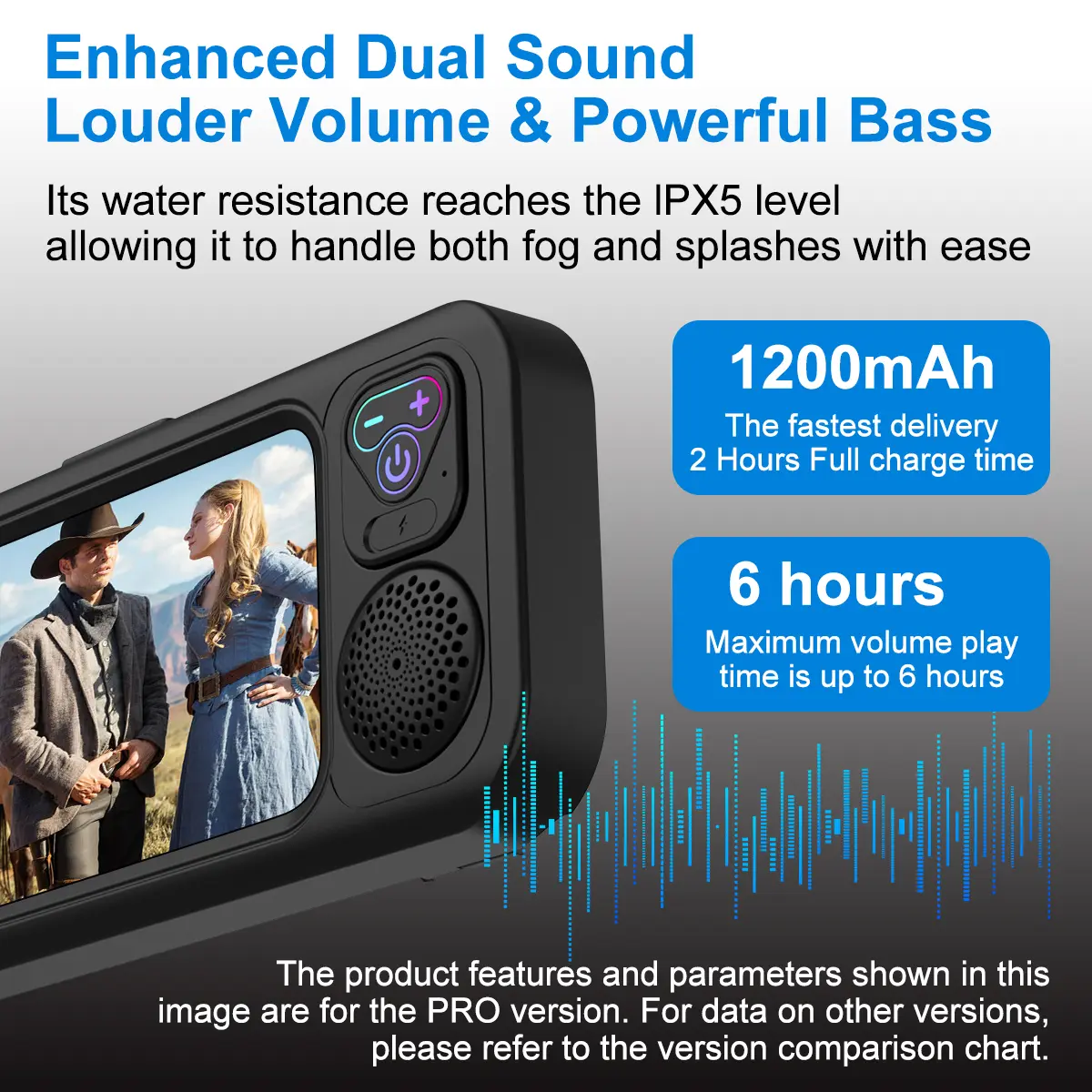Waterproof box speaker, bathroom waterproof 360° rotating touch screen, Bluetooth speaker