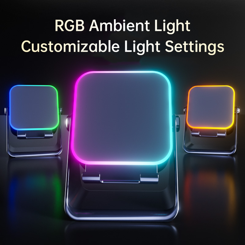 Wireless Induction & Bluetooth Speaker with Phone Stand HI-FI Stereo Sound Ambient Light Adjustable Stand-Dreamlock