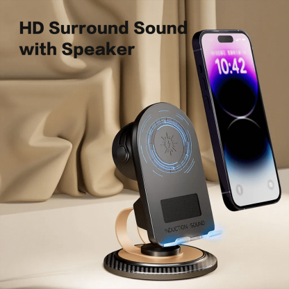 Cell Phone Stand with Speaker, No Bluetooth Pairing Needed, 1-Second Connection, HD Surround Sound-Dreamlock