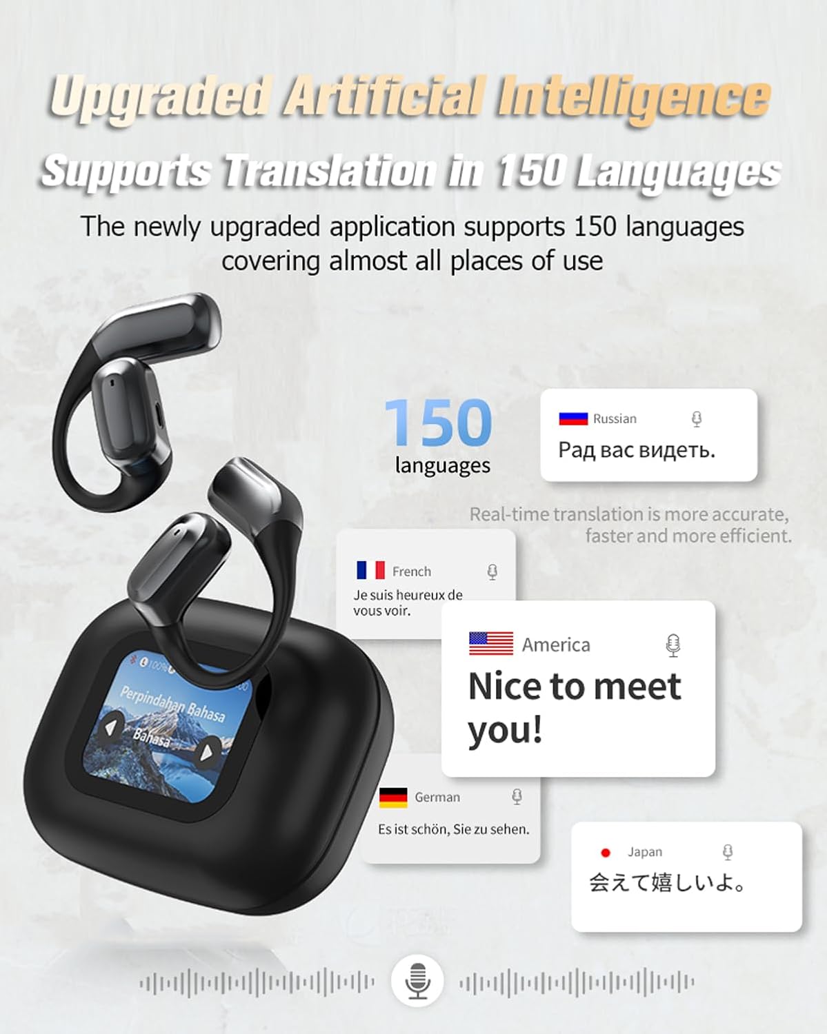 Ai Smart Open Ear Headphones with Real-time Translation Screen -Dreamlock