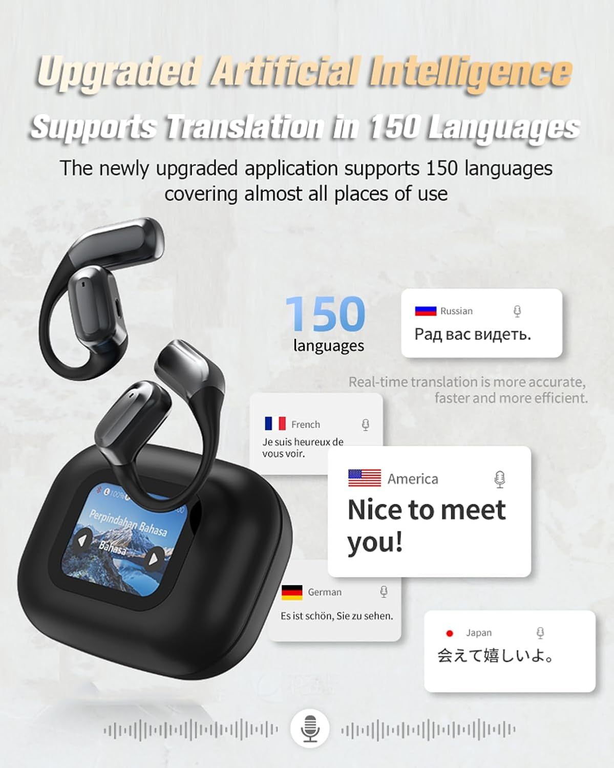 Ai Smart Open Ear Headphones with Real-time Translation Screen -Dreamlock