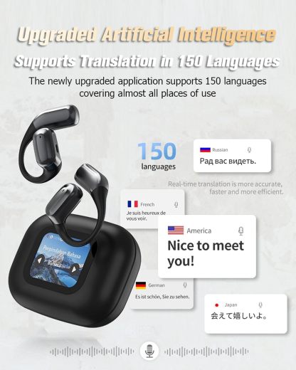 Ai Smart Open Ear Headphones with Real-time Translation Screen -Dreamlock