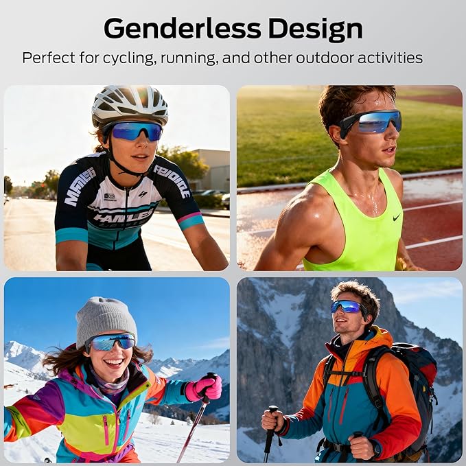 Smart Bluetooth Sport Glasses with Built-in Mic & Open-Ear Speakers, Voice Assistant, for Cycling & Running-Dreamlock