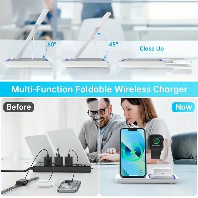 Foldable Wireless Charging Station iPhone 11-17 & Iwatch/AirPods