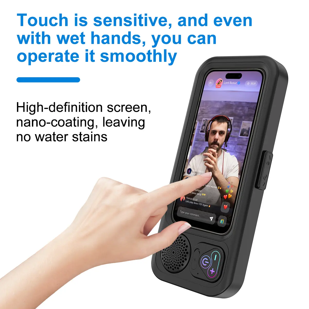 Waterproof box speaker, bathroom waterproof 360° rotating touch screen, Bluetooth speaker