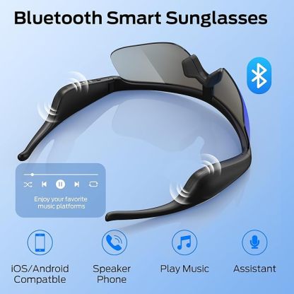 Smart Bluetooth Sport Glasses with Built-in Mic & Open-Ear Speakers, Voice Assistant, for Cycling & Running-Dreamlock