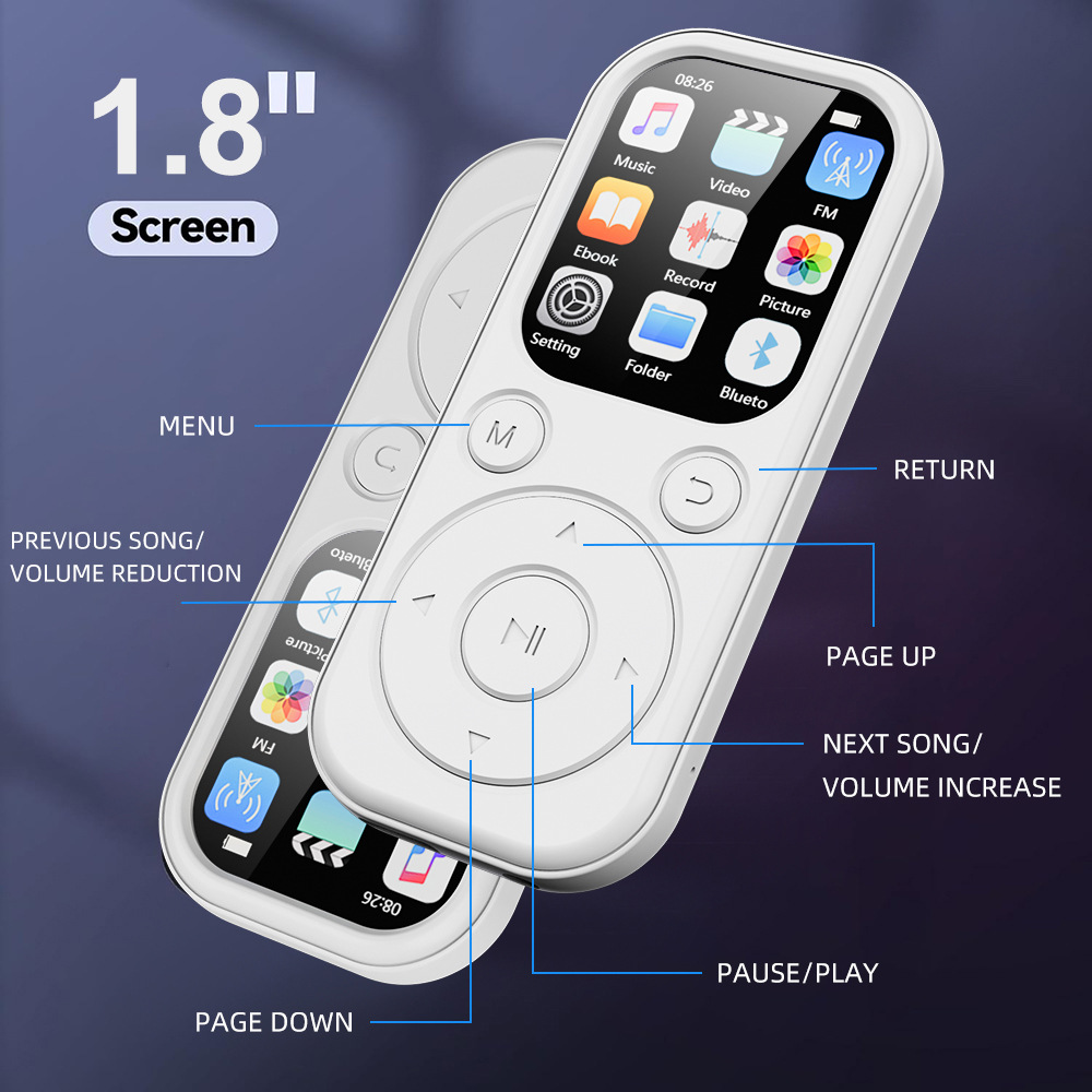 MP3 Player with 1.8 inch Screen Portable Music Player with Speaker, FM Radio, Voice Recorder