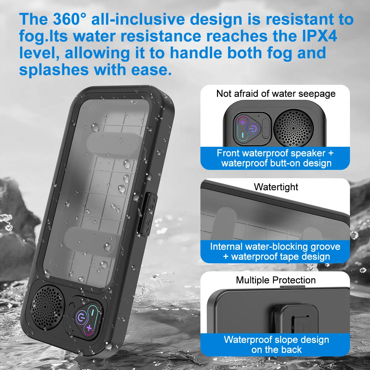 Waterproof box speaker, bathroom waterproof 360° rotating touch screen, Bluetooth speaker