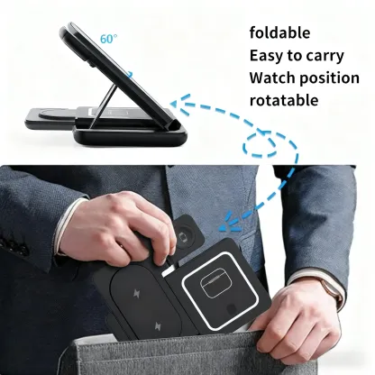 Foldable Wireless Charging Station iPhone 11-17 & Iwatch/AirPods