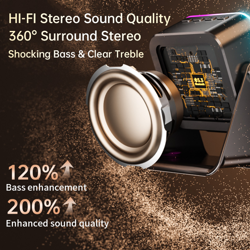 Wireless Induction & Bluetooth Speaker with Phone Stand HI-FI Stereo Sound Ambient Light Adjustable Stand-Dreamlock