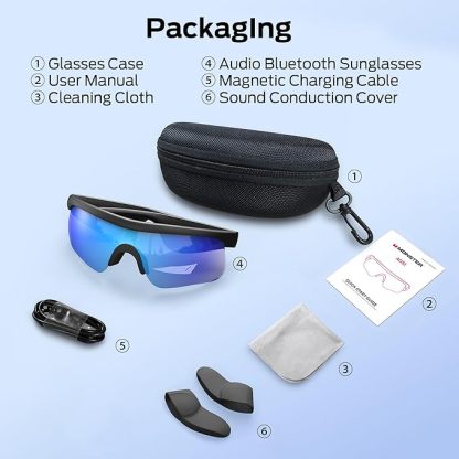 Smart Bluetooth Sport Glasses with Built-in Mic & Open-Ear Speakers, Voice Assistant, for Cycling & Running-Dreamlock