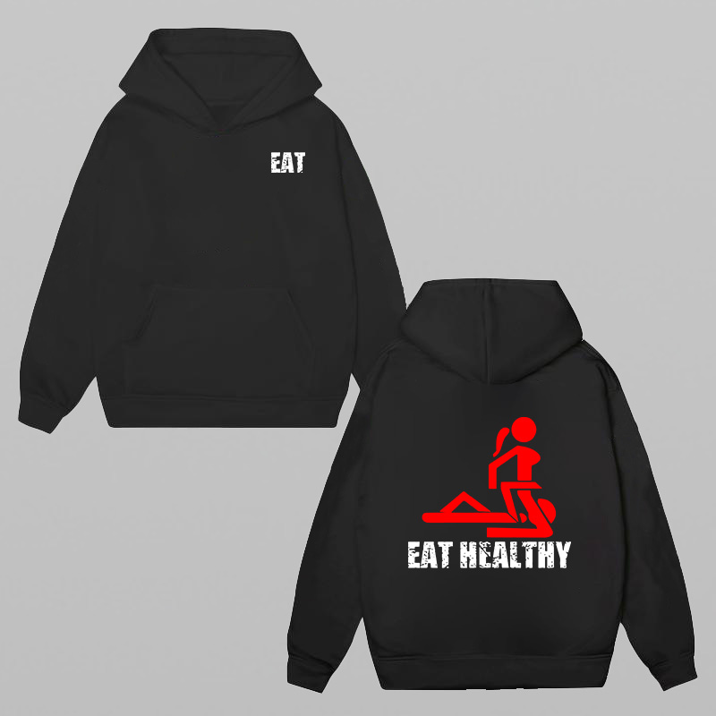 Eat Healthy Printed Unisex Oversized Hoodie