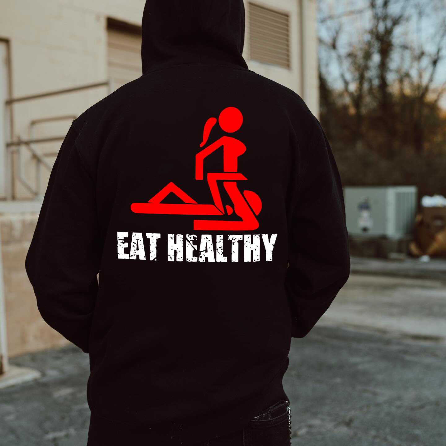 Eat Healthy Printed Unisex Oversized Hoodie
