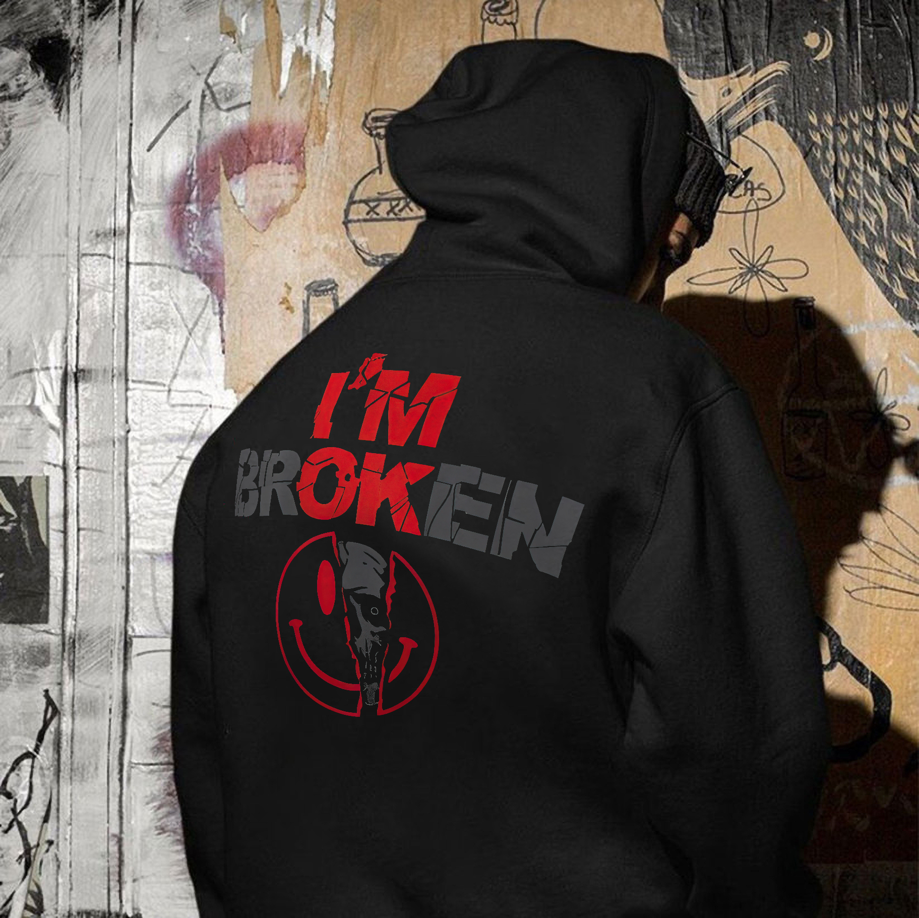 I'm Ok I'm Broken Printed Fleece-lined Unisex Hoodie