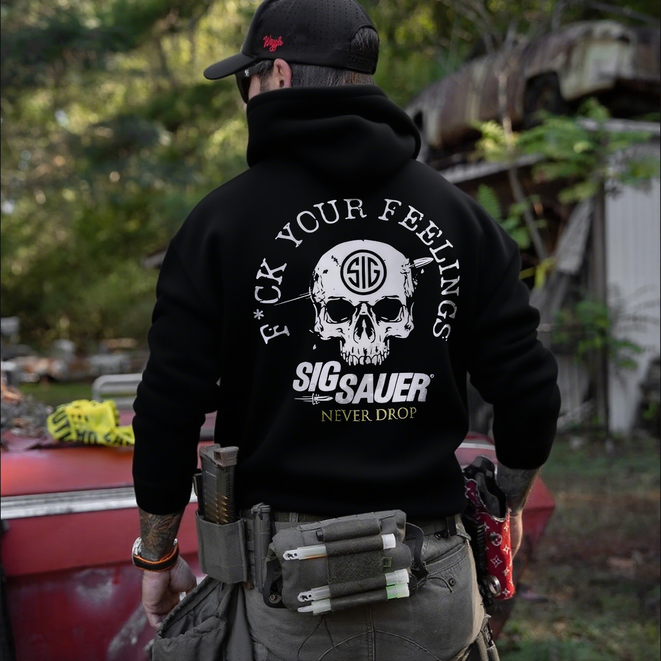 F*ck Your Feeling Sig Sauer Never Drop Printed Fleece-lined Unisex Hoodie