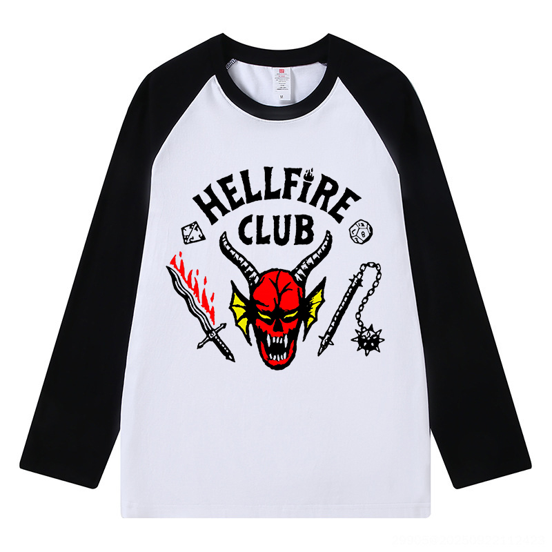 Hellfire Club Printed Color Blocked Long-Sleeve Unisex T-Shirt