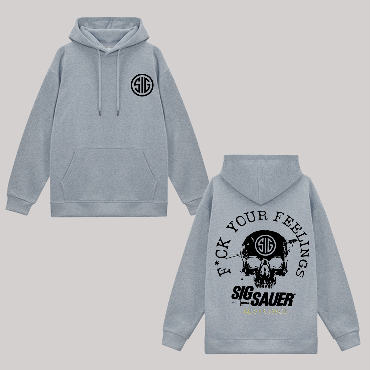 F*ck Your Feeling Sig Sauer Never Drop Printed Fleece-lined Unisex Hoodie
