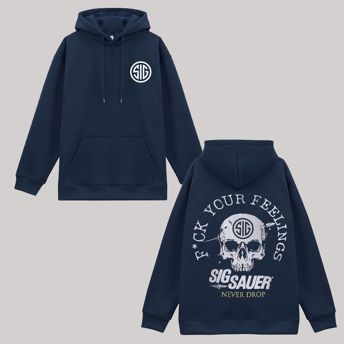 F*ck Your Feeling Sig Sauer Never Drop Printed Fleece-lined Unisex Hoodie