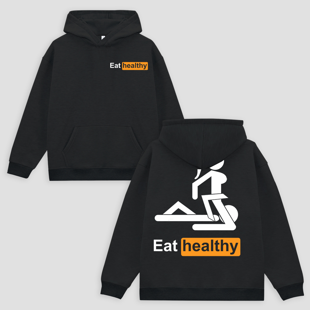 Eat Healthy Printed Fleece-lined Unisex Hoodie