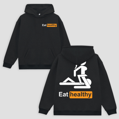 Eat Healthy Printed Fleece-lined Unisex Hoodie