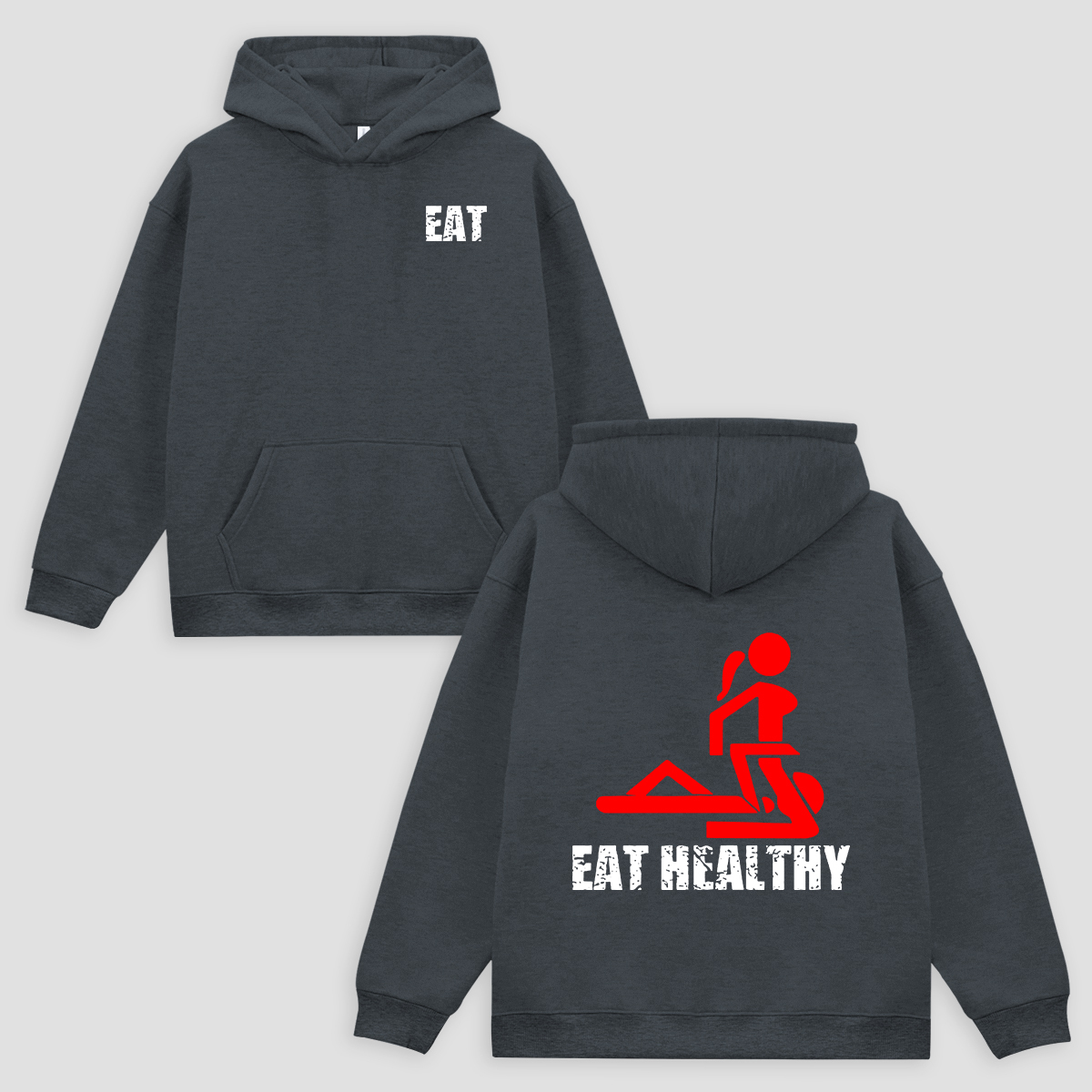 Eat Healthy Printed Unisex Oversized Hoodie