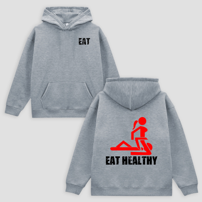 Eat Healthy Printed Unisex Oversized Hoodie