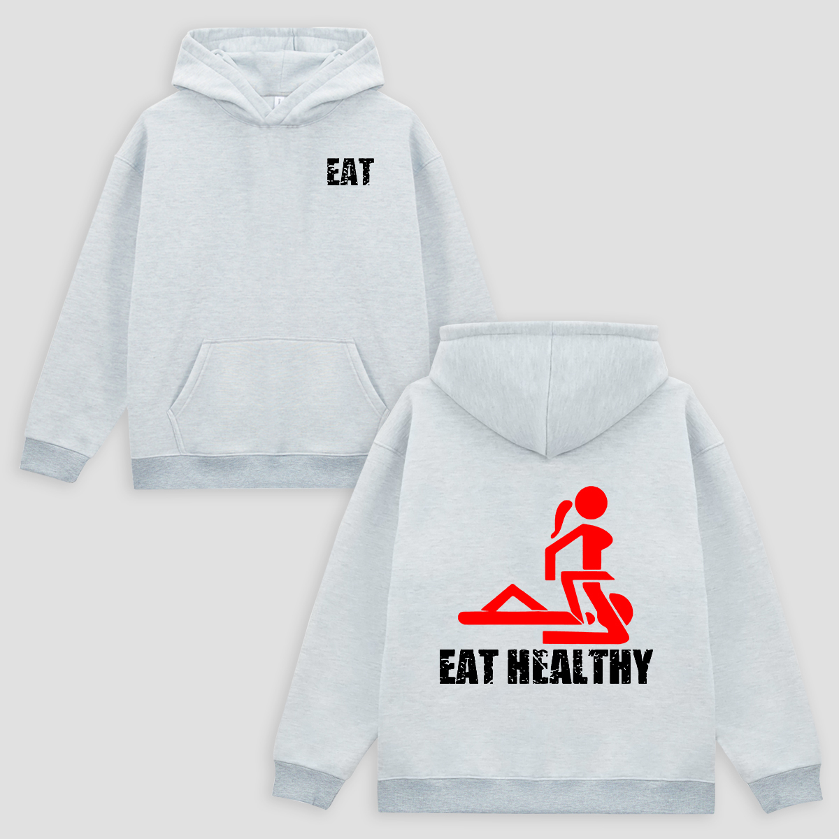 Eat Healthy Printed Unisex Oversized Hoodie