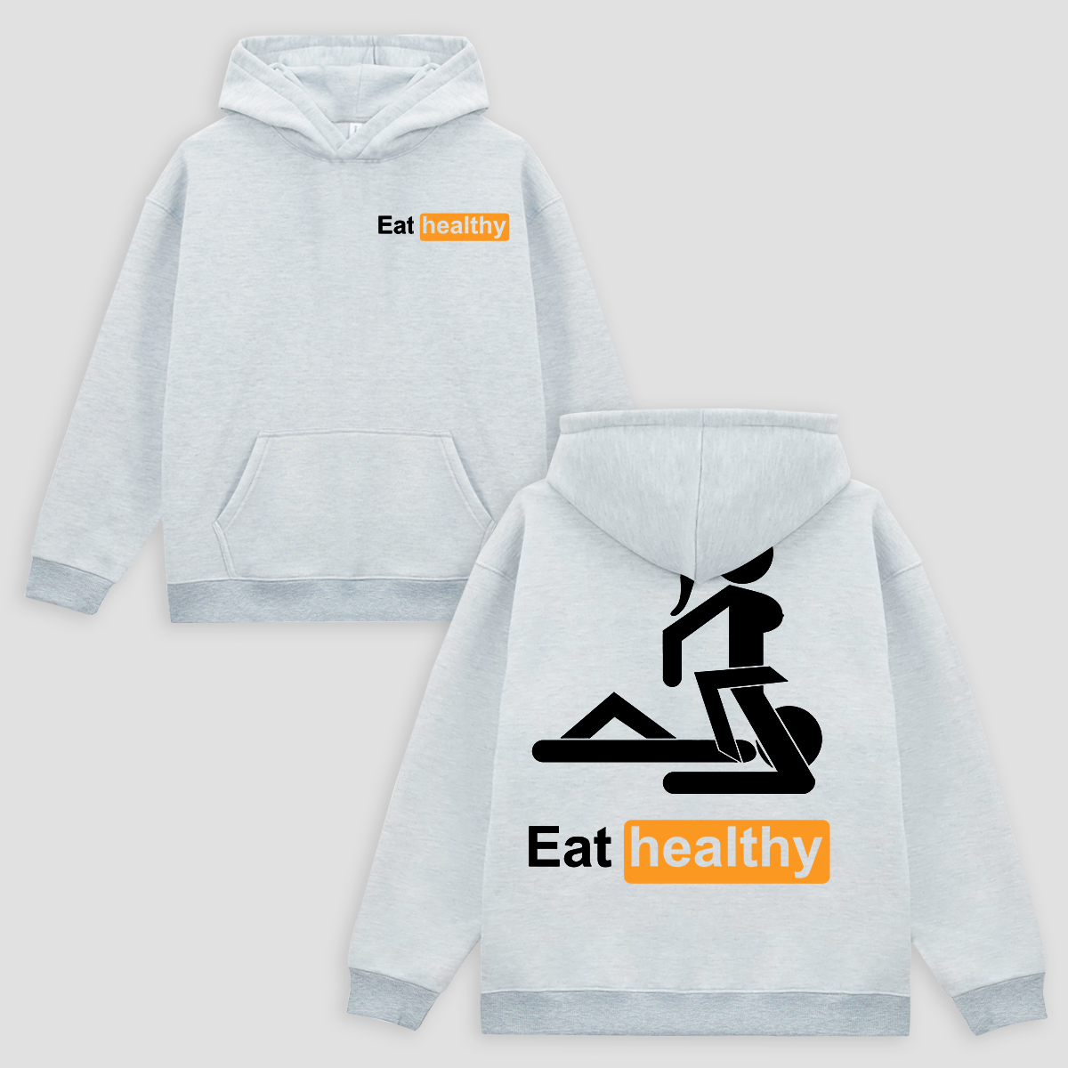 Eat Healthy Printed Fleece-lined Unisex Hoodie