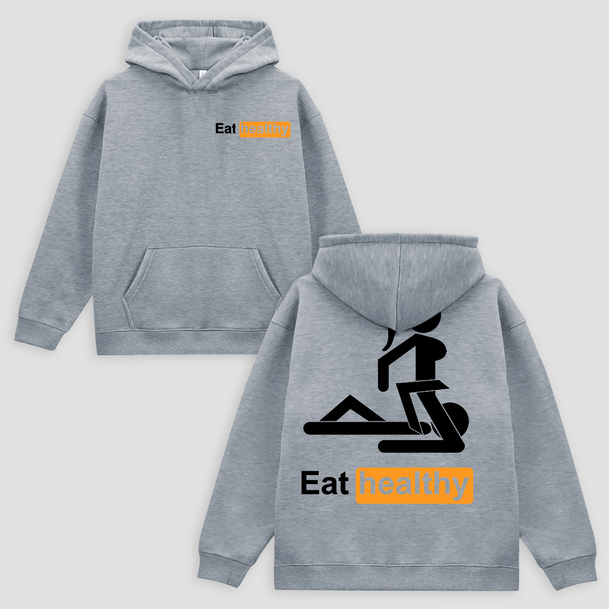 Eat Healthy Printed Fleece-lined Unisex Hoodie