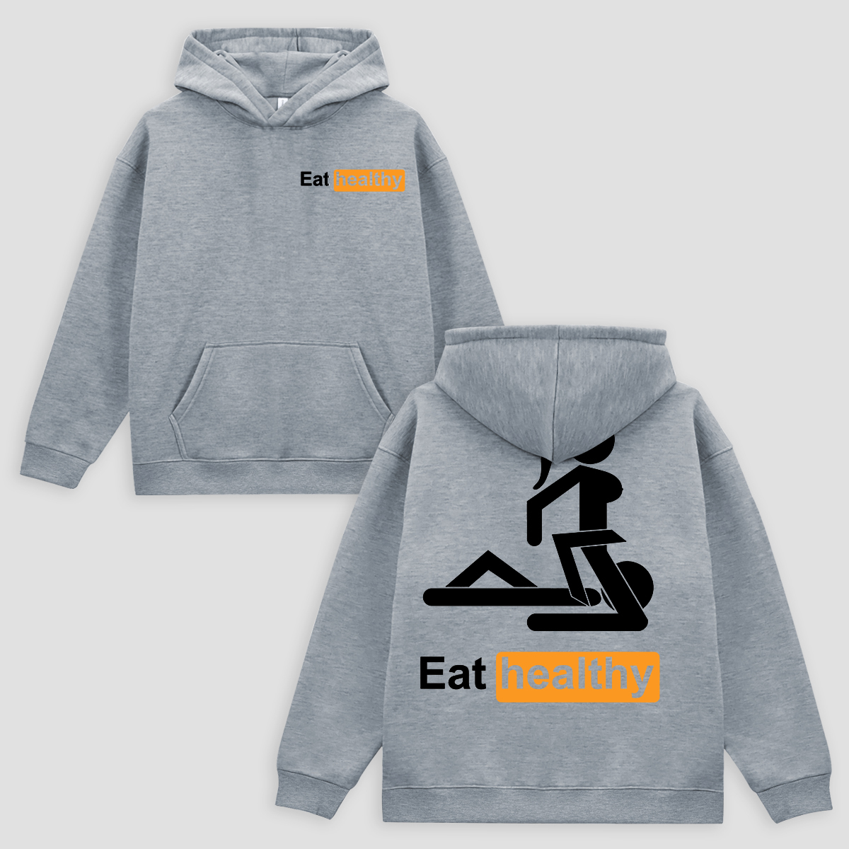 Eat Healthy Printed Fleece-lined Unisex Hoodie